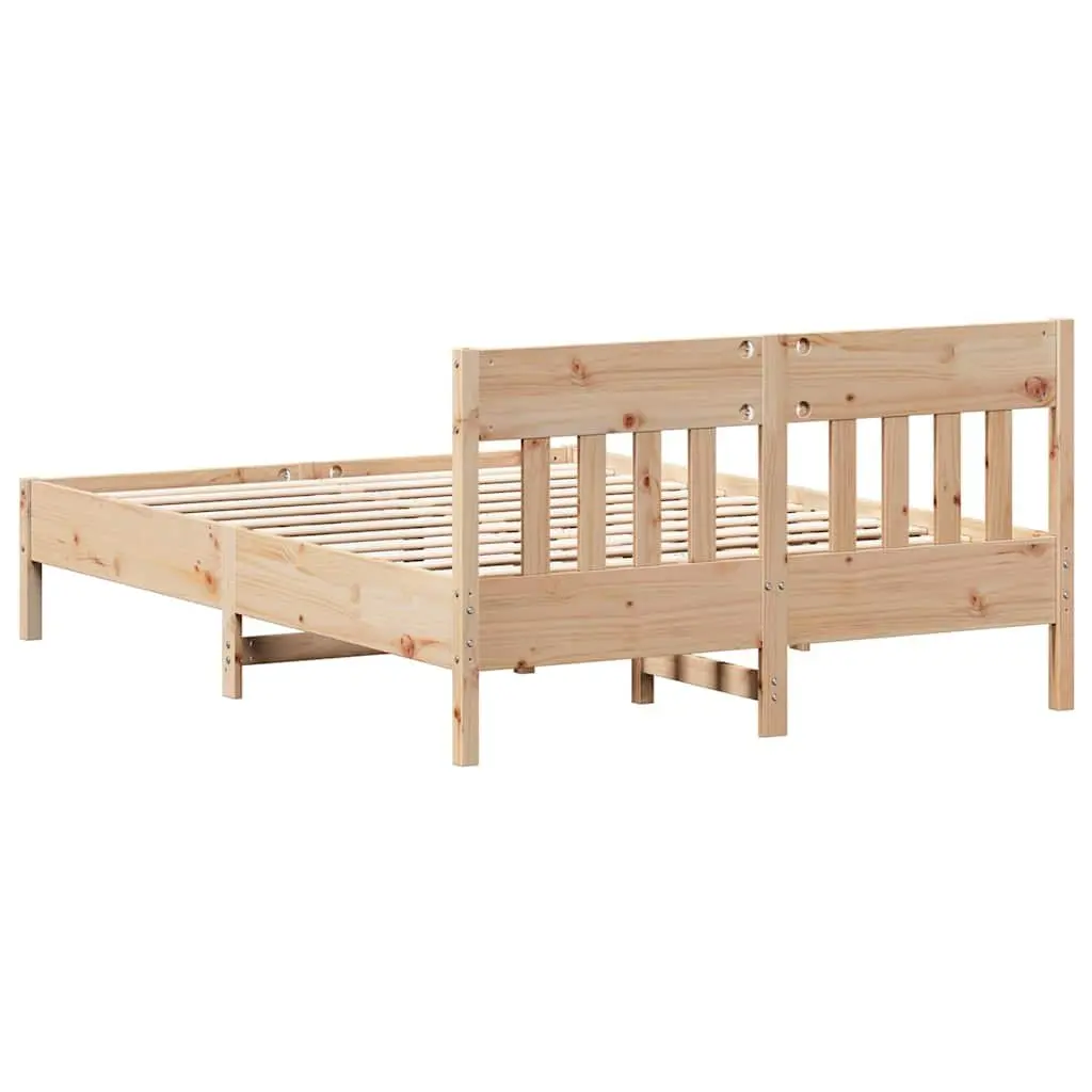 Wooden Bed Frame 150x200 cm Solid Pine Wood Slatted Base Brown