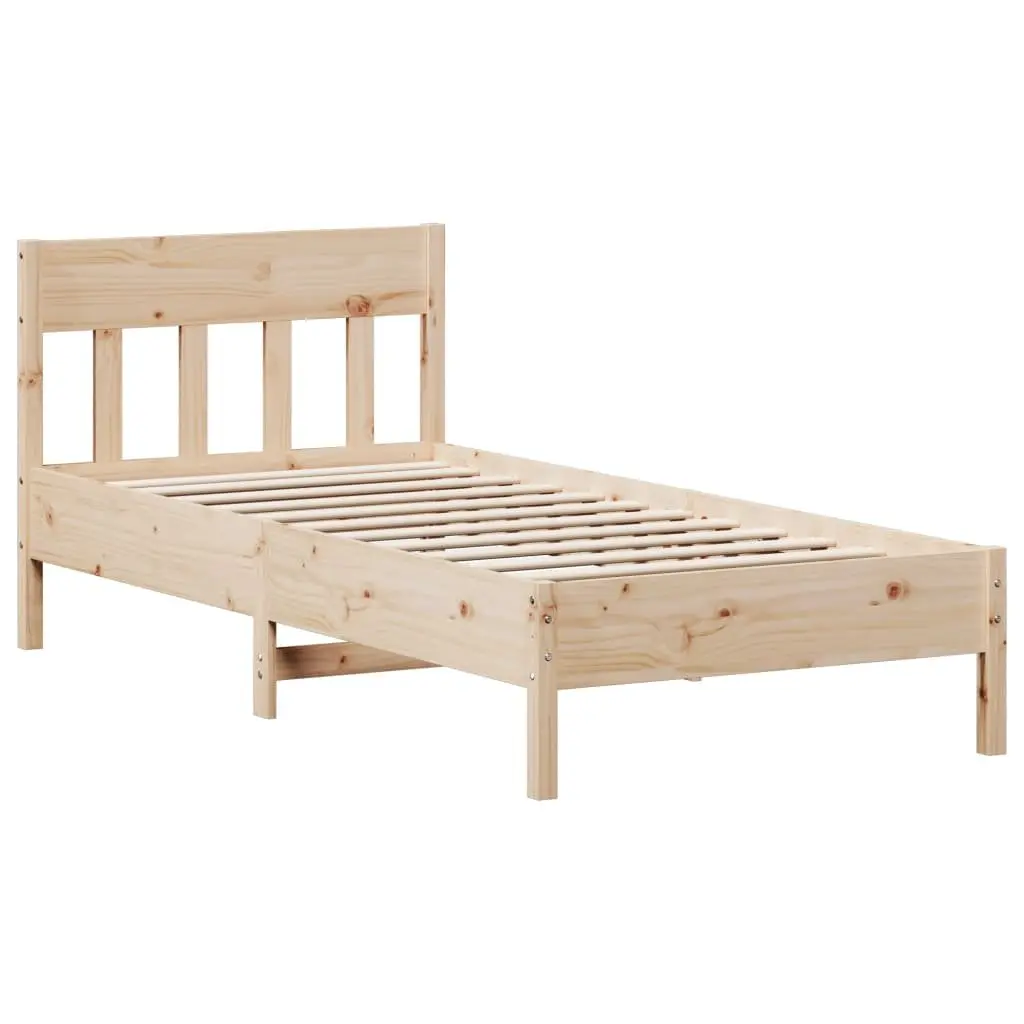 Pine Wood Bed Frame Brown 90x190 cm Slatted Base Durable Furniture