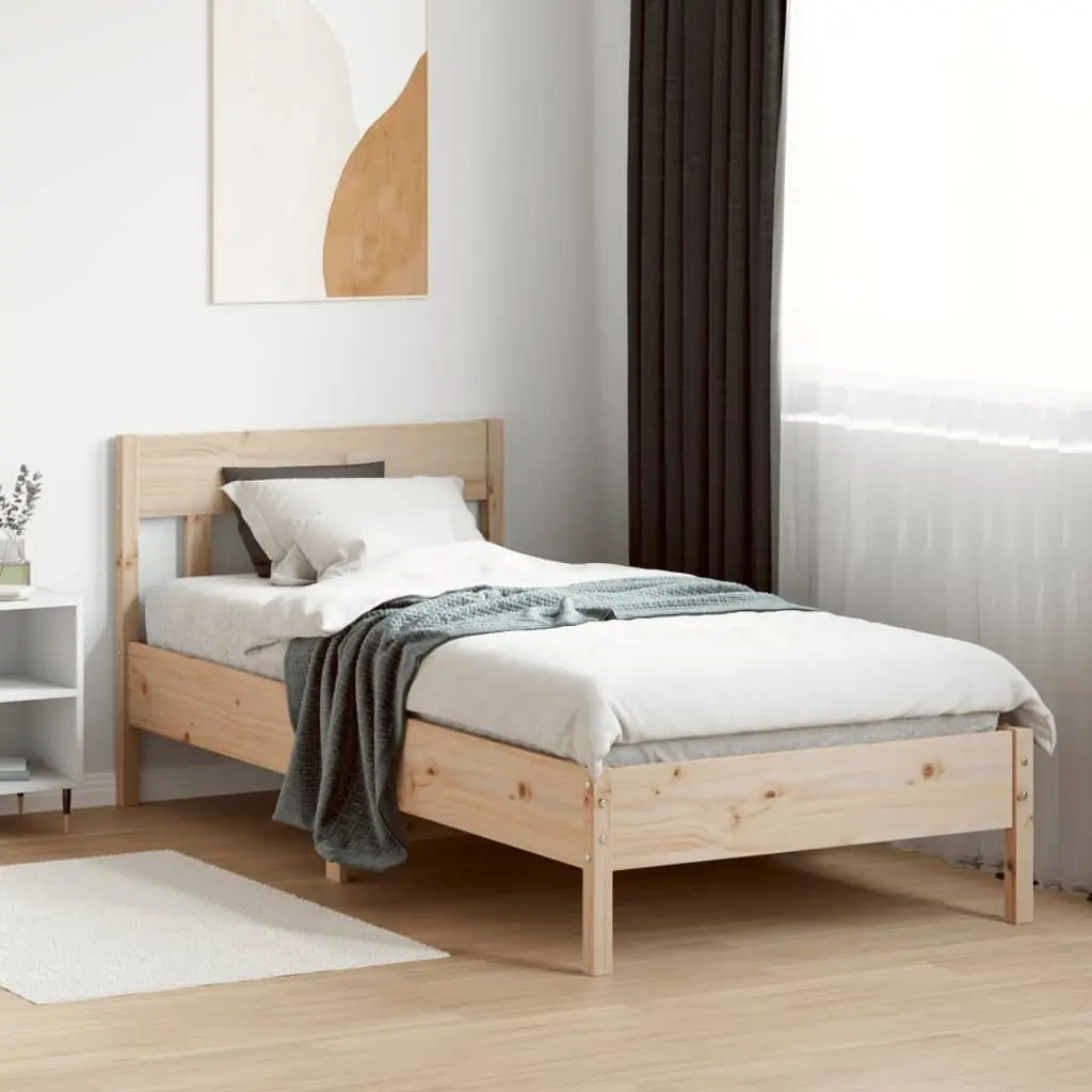 Pine Wood Bed Frame Brown 90x190 cm Slatted Base Durable Furniture