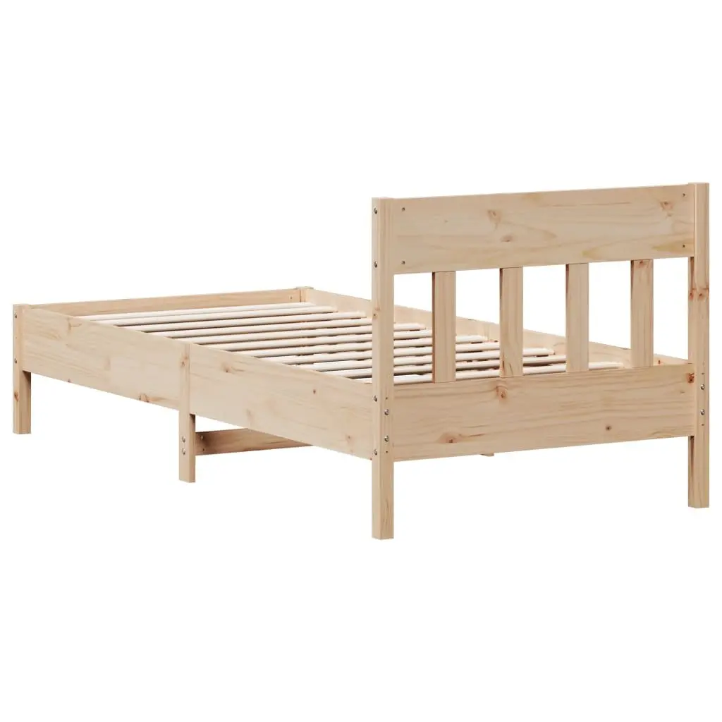 Pine Wood Bed Frame Brown 90x190 cm Slatted Base Durable Furniture