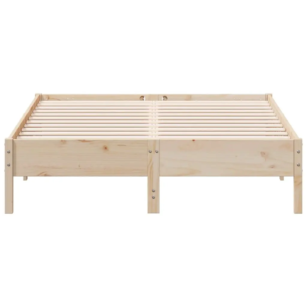 Solid Pine Wood Bed Frame Brown 150x200 cm with Slatted Base