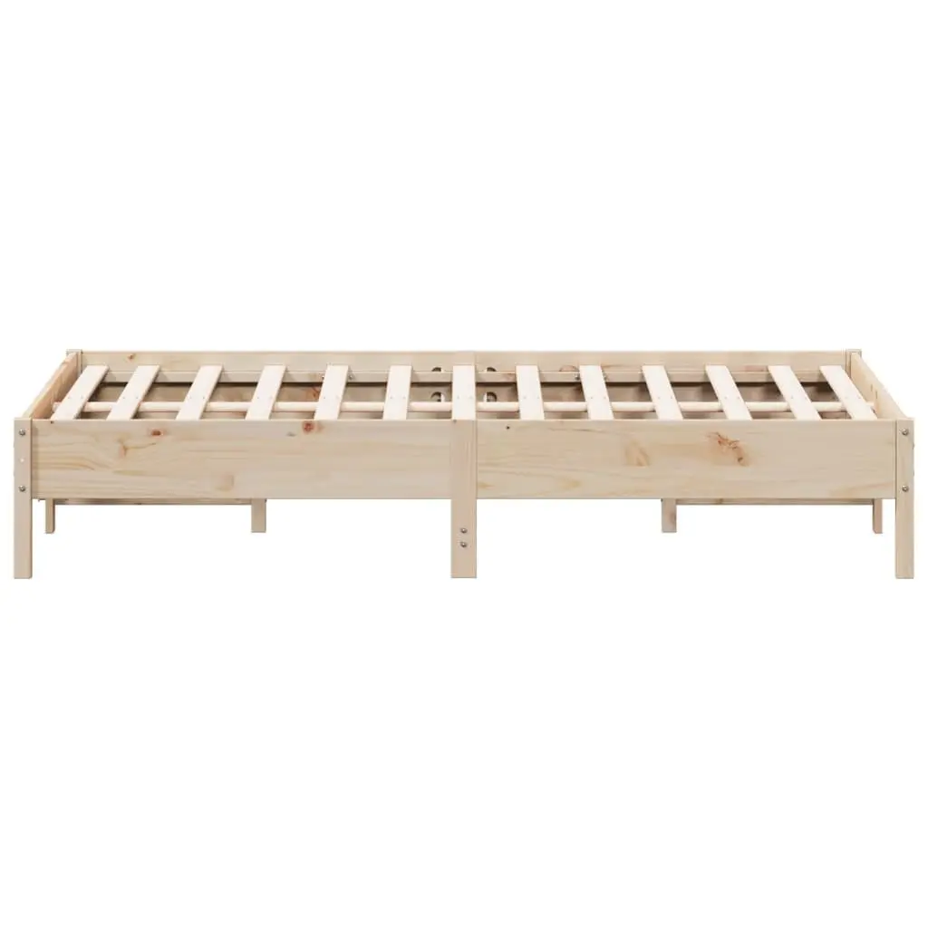 Solid Pine Wood Bed Frame Brown 150x200 cm with Slatted Base