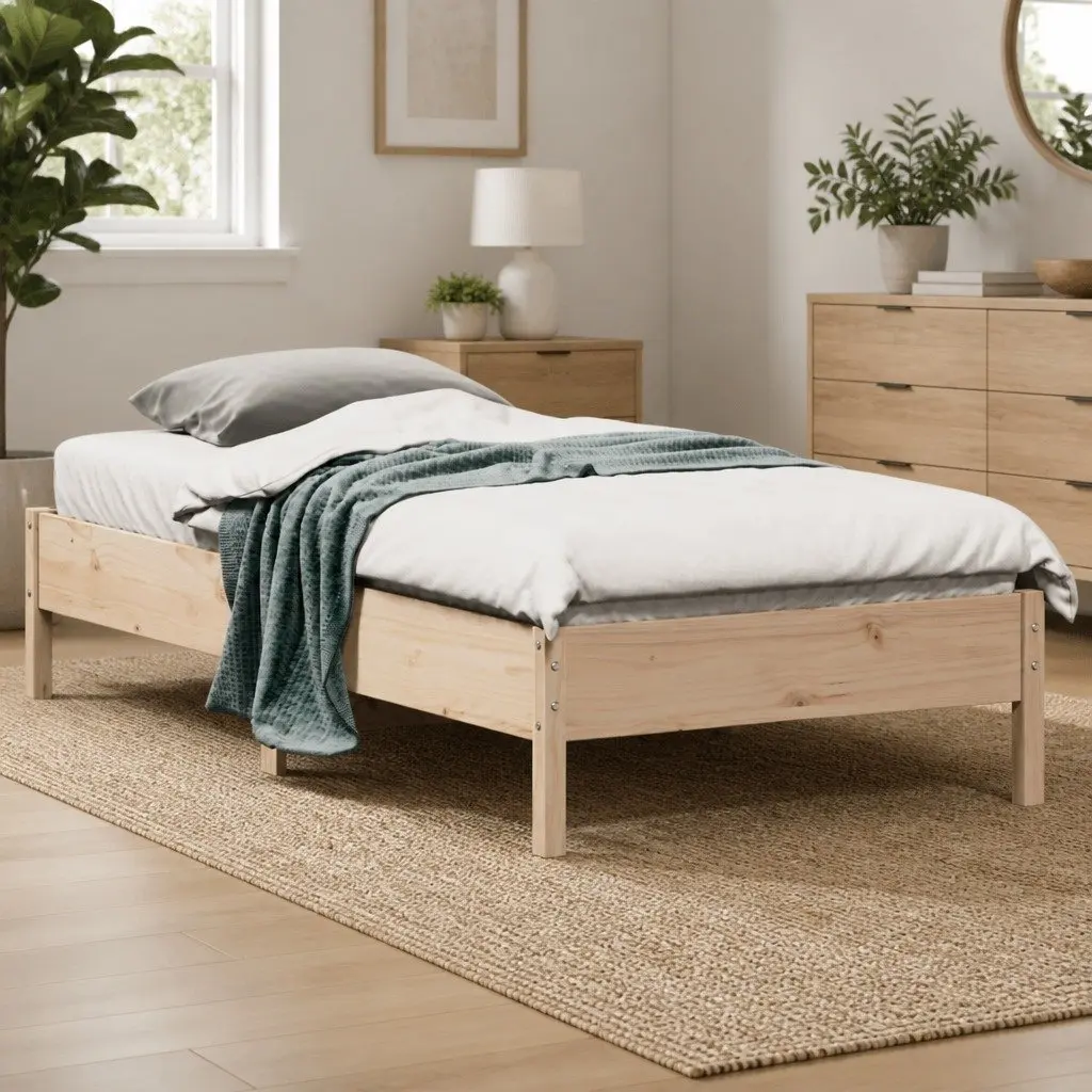 Pine Wood Bed Frame Brown 90x190 cm Supportive Slats Furniture