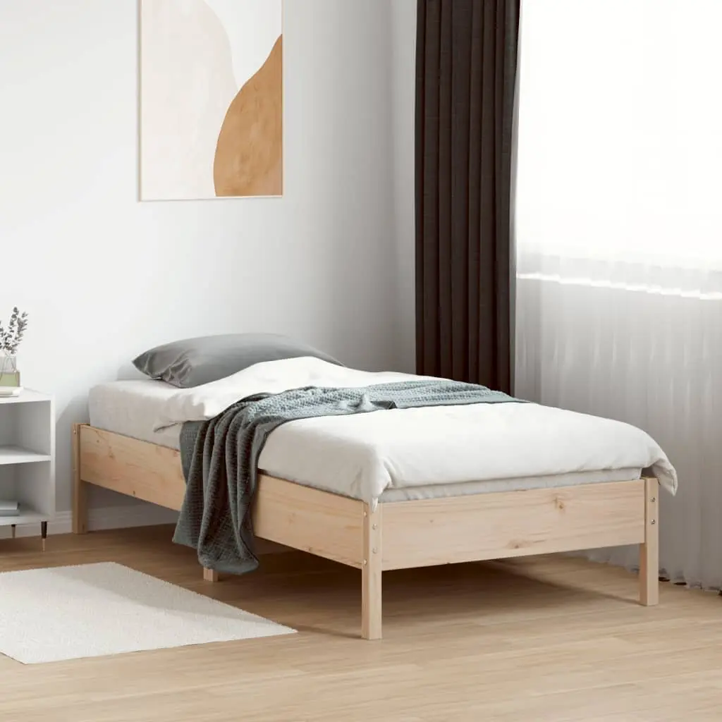 Pine Wood Bed Frame Brown 90x190 cm Supportive Slats Furniture