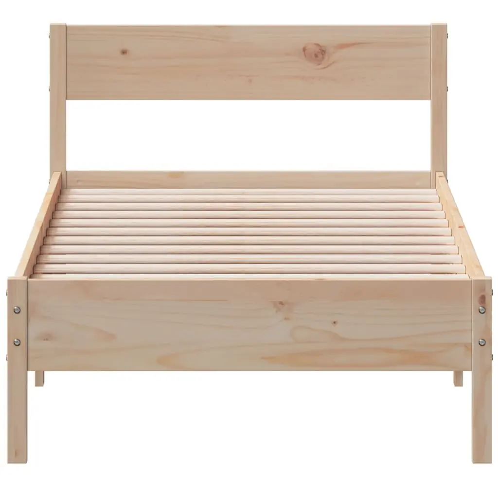 Solid Wood Pine Bed Frame 90x190 cm Slatted Base Headboard Brown Bedroom
