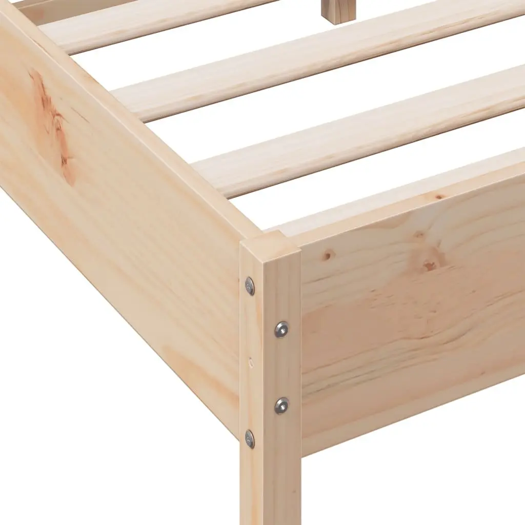 Solid Wood Pine Bed Frame 90x190 cm Slatted Base Headboard Brown Bedroom
