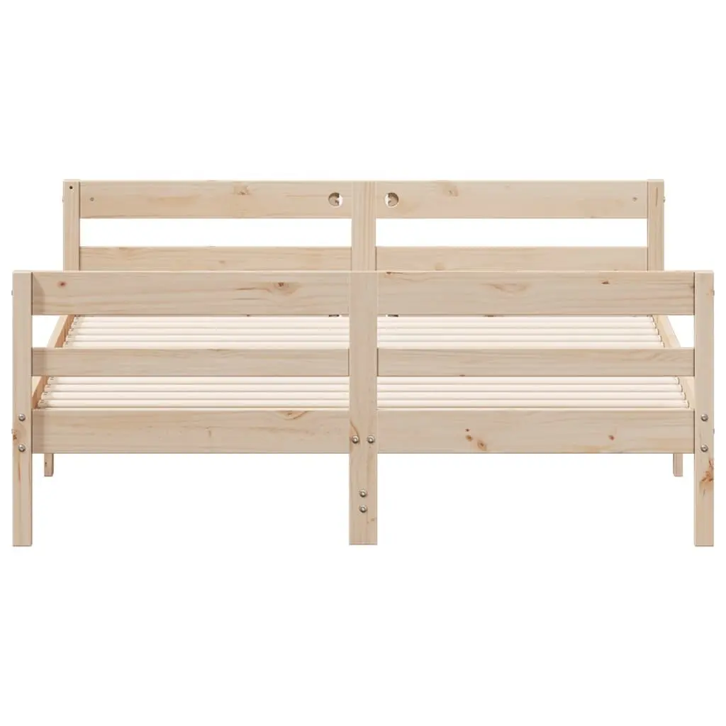 Bed Frame Solid Pine Wood Brown 137x187cm
