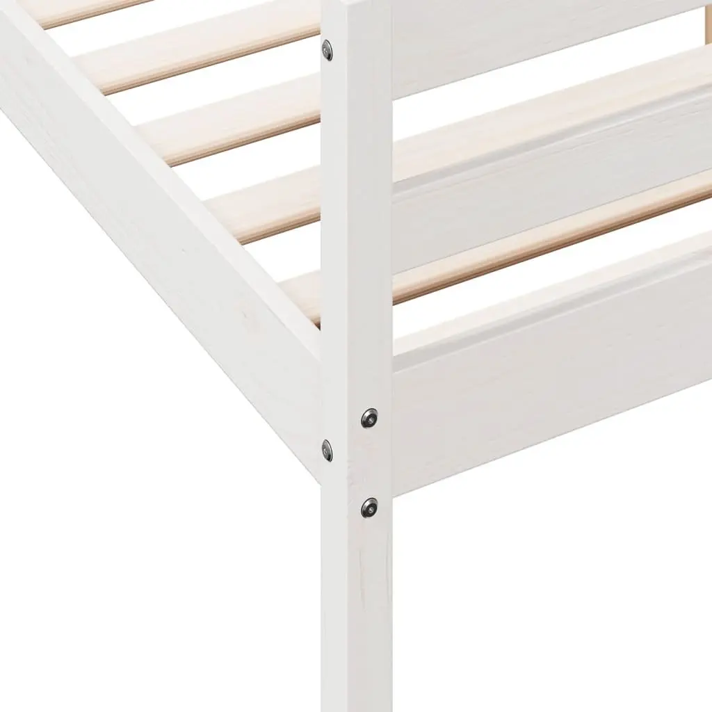 White Wooden Bed Frame Solid Pine with Plywood Slats 137x187 cm Bedroom Furniture