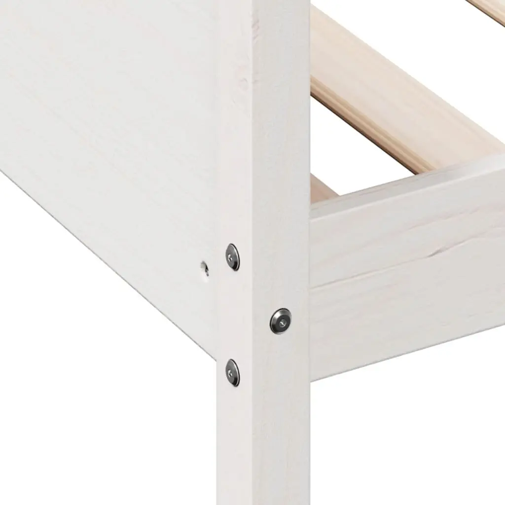 Pine Wood Day Bed Frame White 90x190 cm Multipurpose Sofa Bed with Safety Guardrails and Plywood Slats