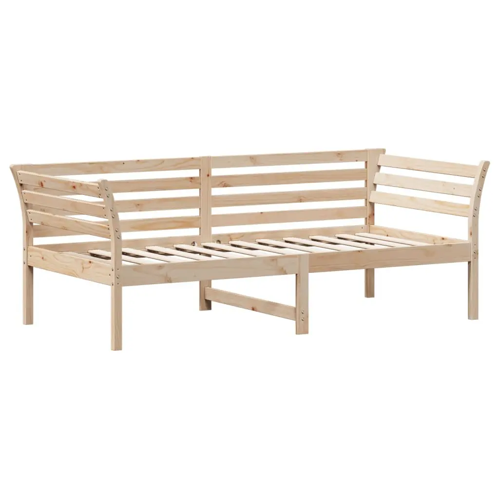 Day Bed Frame Solid Pine Wood with Safety Guardrails 90x190 cm Brown