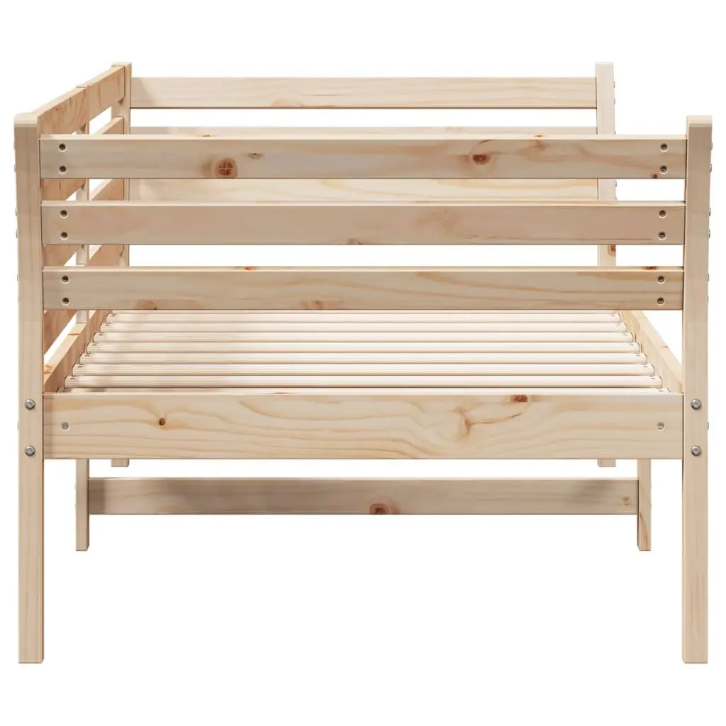 Day Bed Frame Solid Pine Wood with Safety Guardrails 90x190 cm Brown