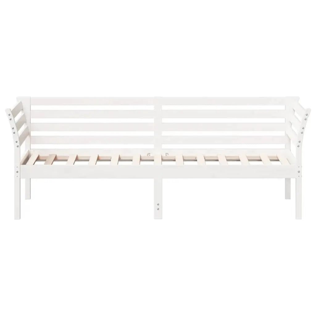 Day Bed White Solid Pine Wood 90x190 cm Sofa Bed with Guardrails Slatted Base