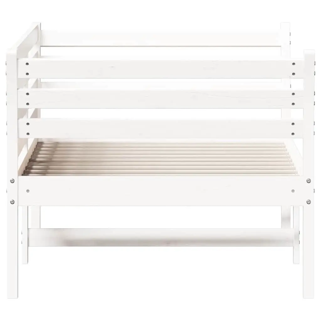 Day Bed White Solid Pine Wood 90x190 cm Sofa Bed with Guardrails Slatted Base