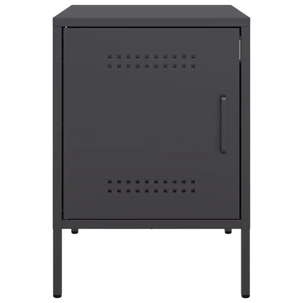 Bedside Cabinets Industrial Style Black 2 Piece Storage Nightstand