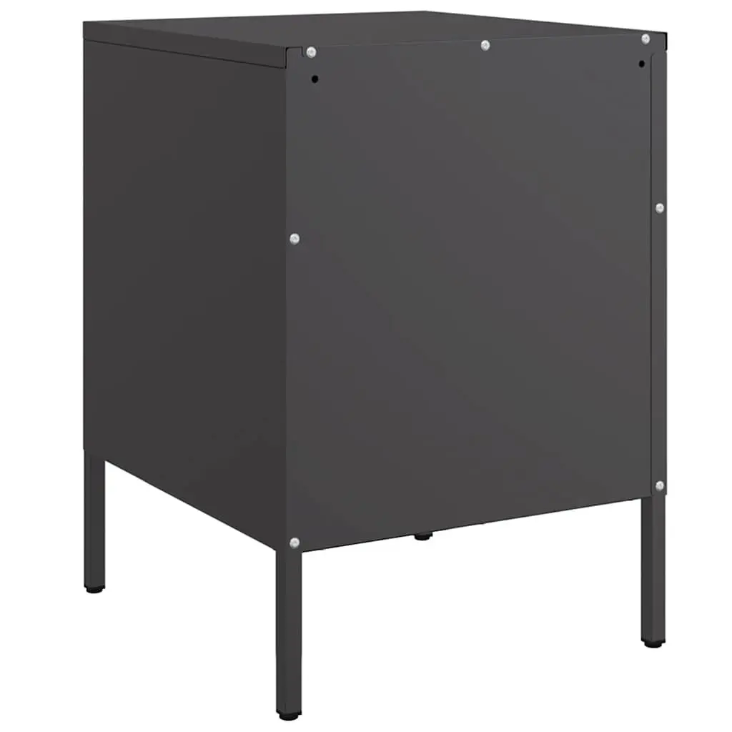 Bedside Cabinet Industrial Style Black 2 Drawer Storage Table