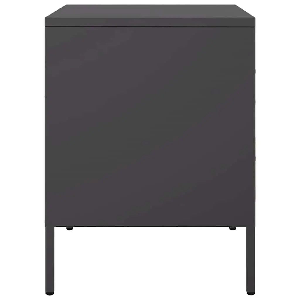 Bedside Cabinet Industrial Style Black 2 Drawer Storage Table