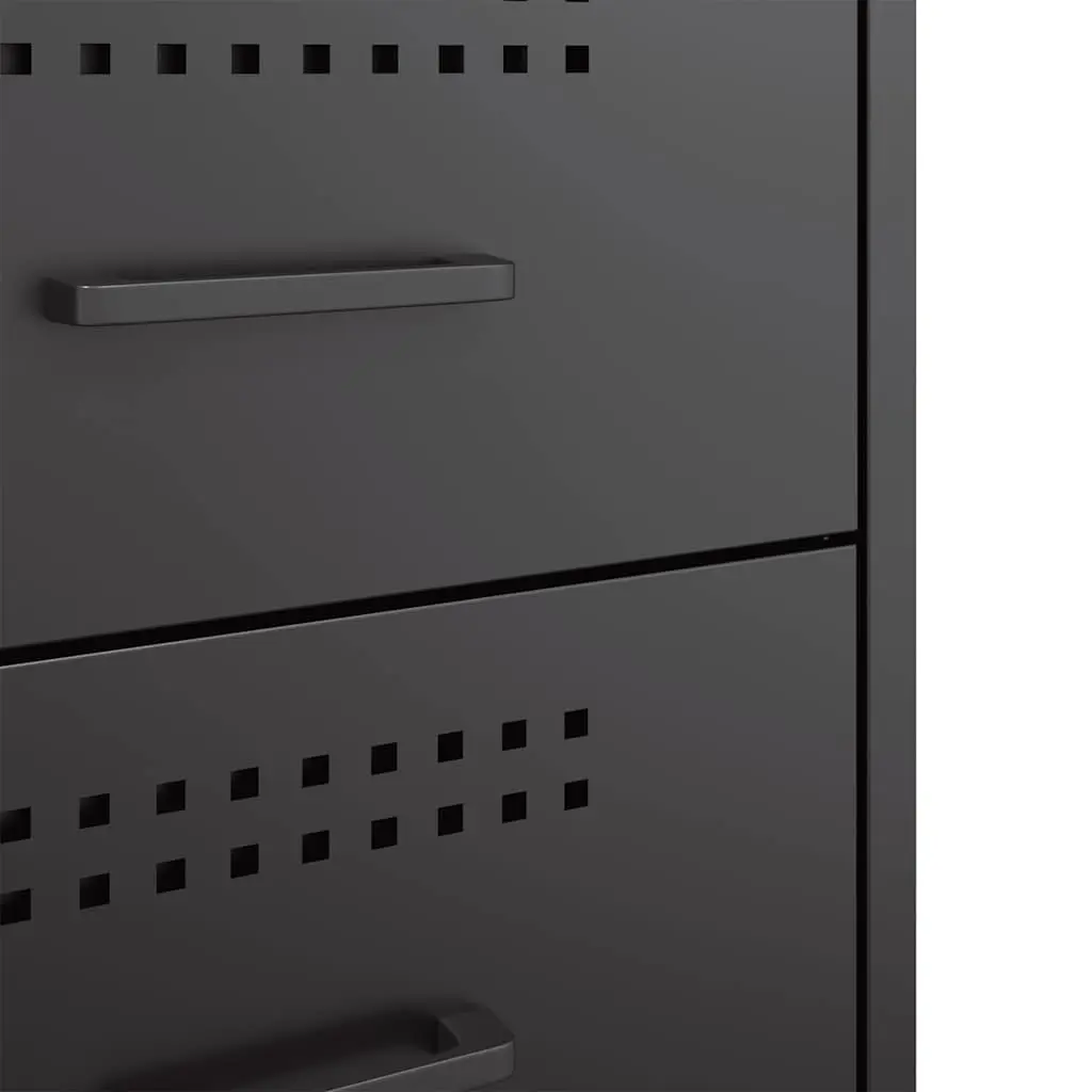 Bedside Cabinet Industrial Style Black 2 Drawer Storage Table