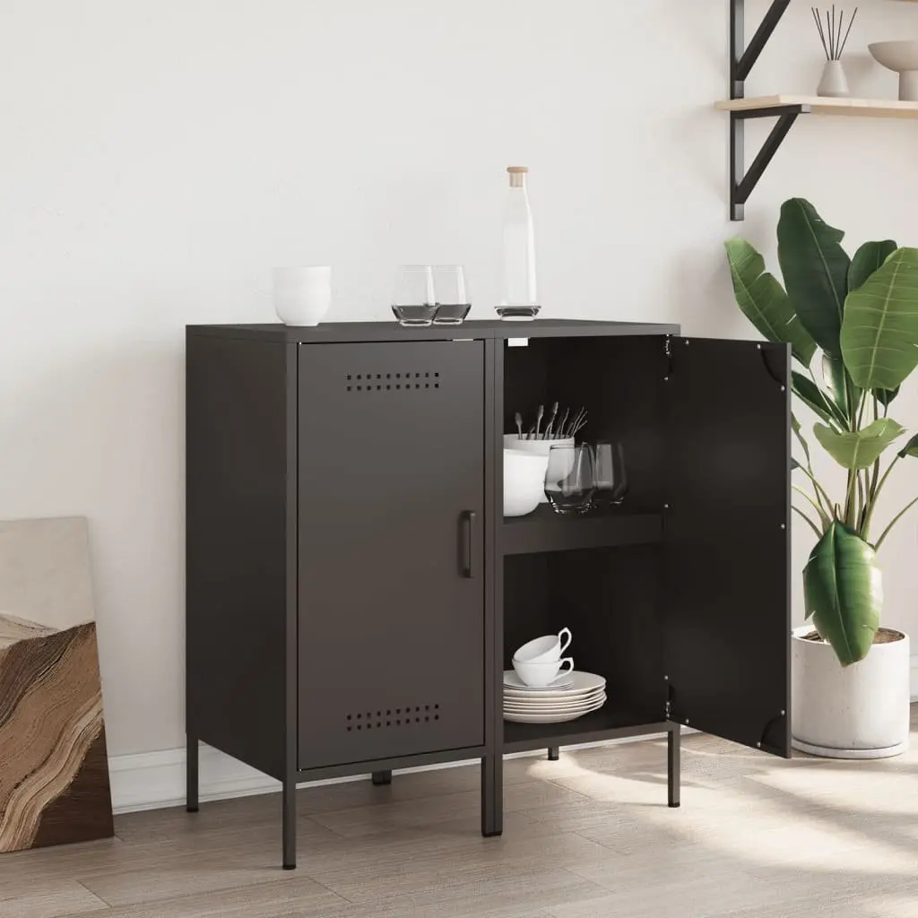 Black Industrial Sideboards Storage Cabinet 2 Piece 36W x 39D x 79H cm