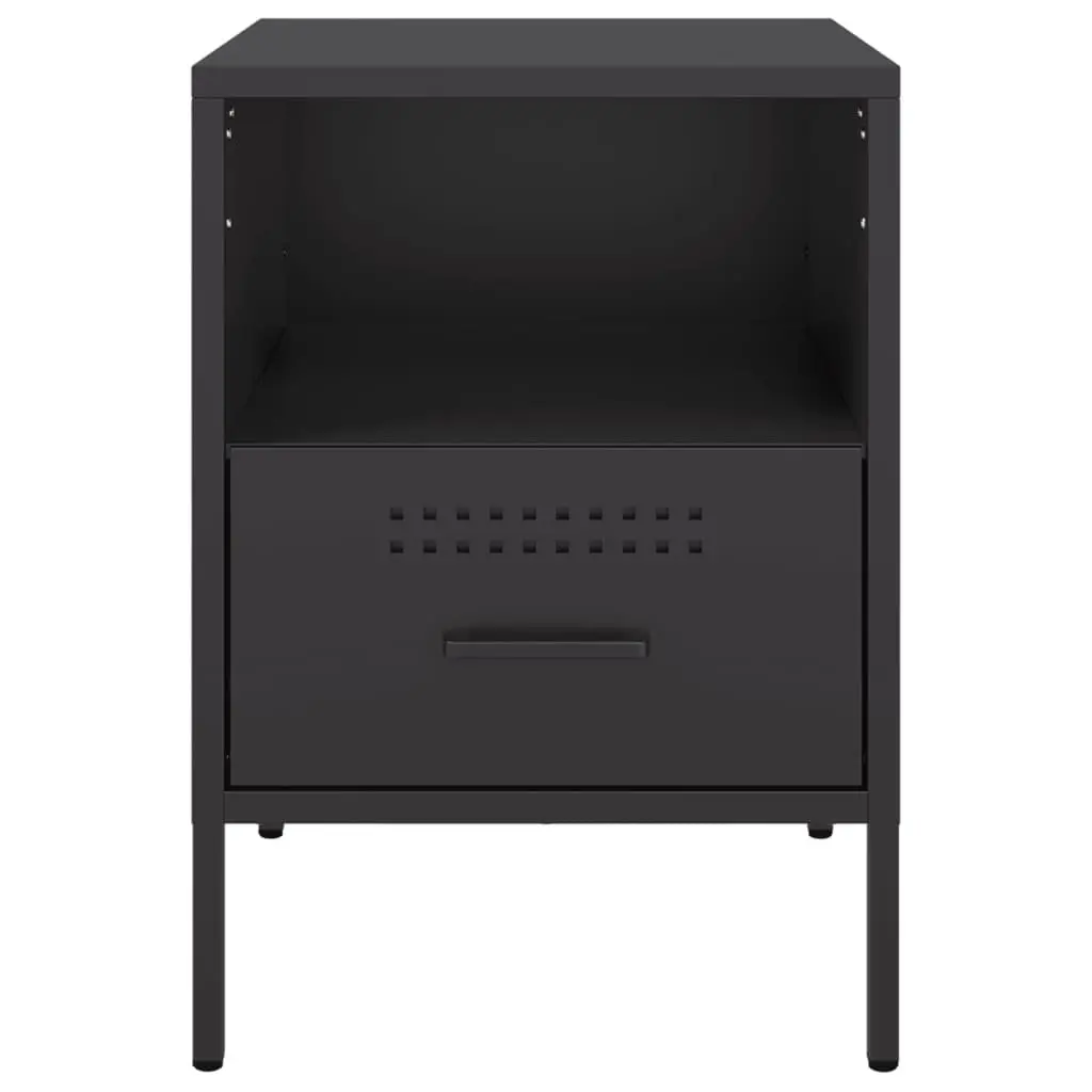 Bedside Cabinets Industrial Style Black Steel Storage Side Tables 36x39x50.5cm 2 Piece