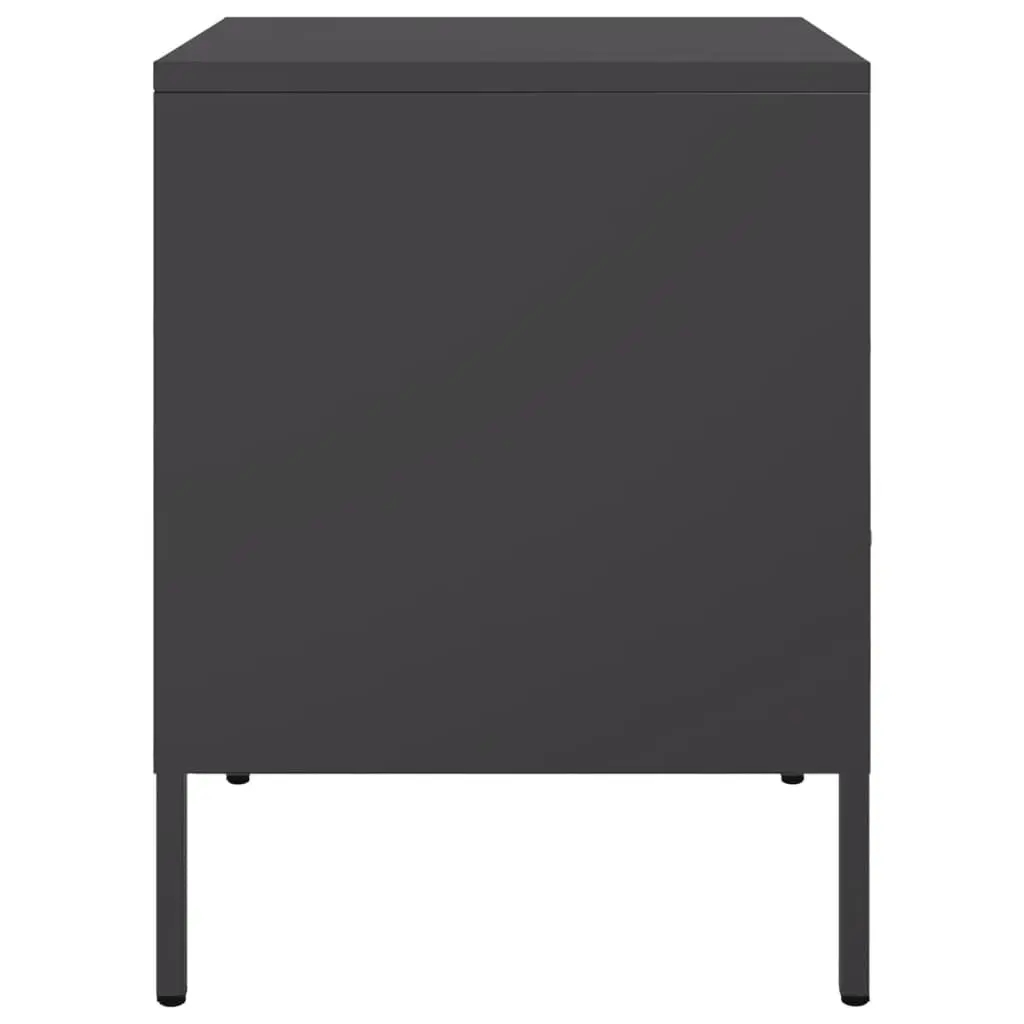 Bedside Cabinets Industrial Style Black Steel Storage Side Tables 36x39x50.5cm 2 Piece