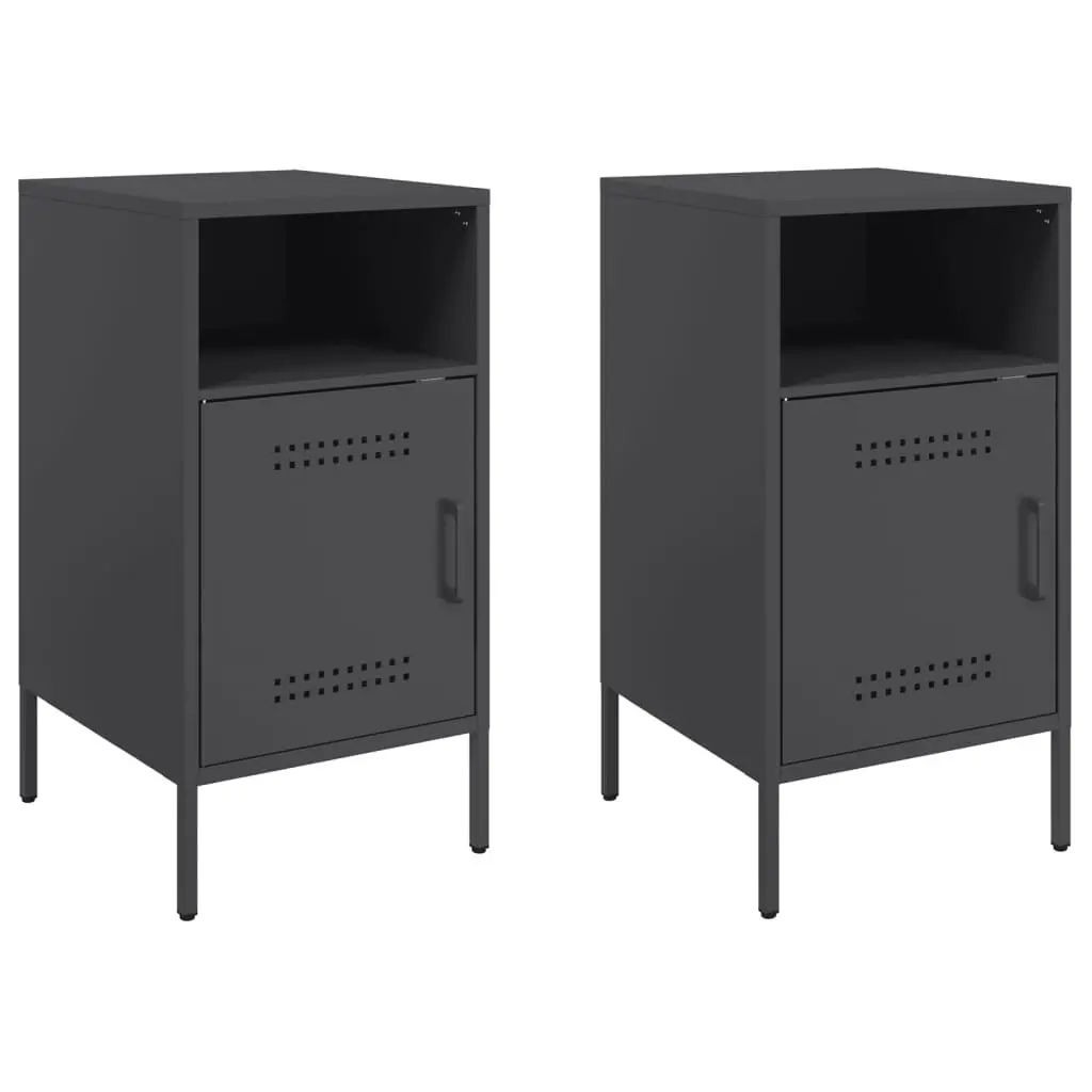 Bedside Cabinet 2 pcs Black 36x39x68 cm Industrial Storage Nightstand Table