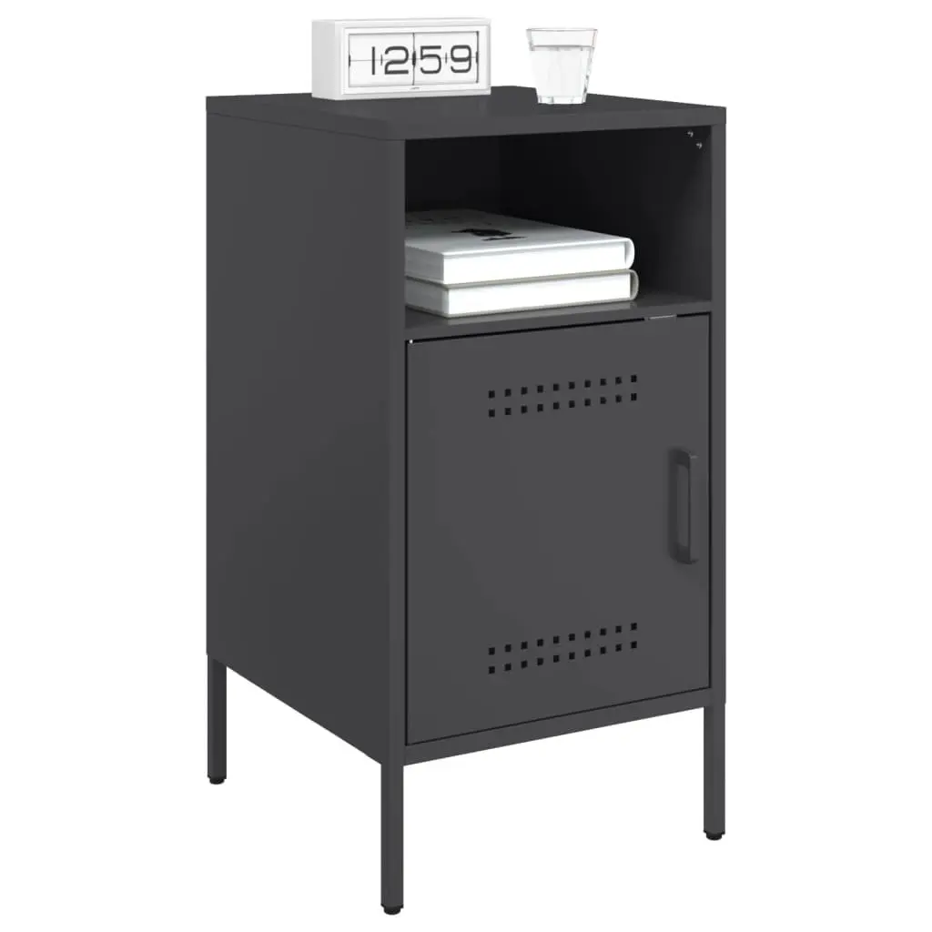 Bedside Cabinet 2 pcs Black 36x39x68 cm Industrial Storage Nightstand Table