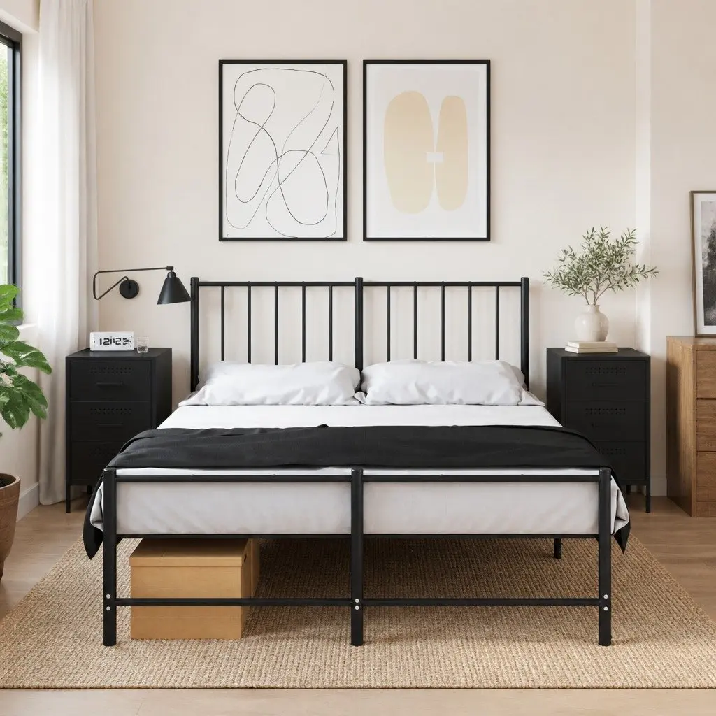 Bedside Cabinets Industrial Style Black 36x39x68 cm 2 Piece