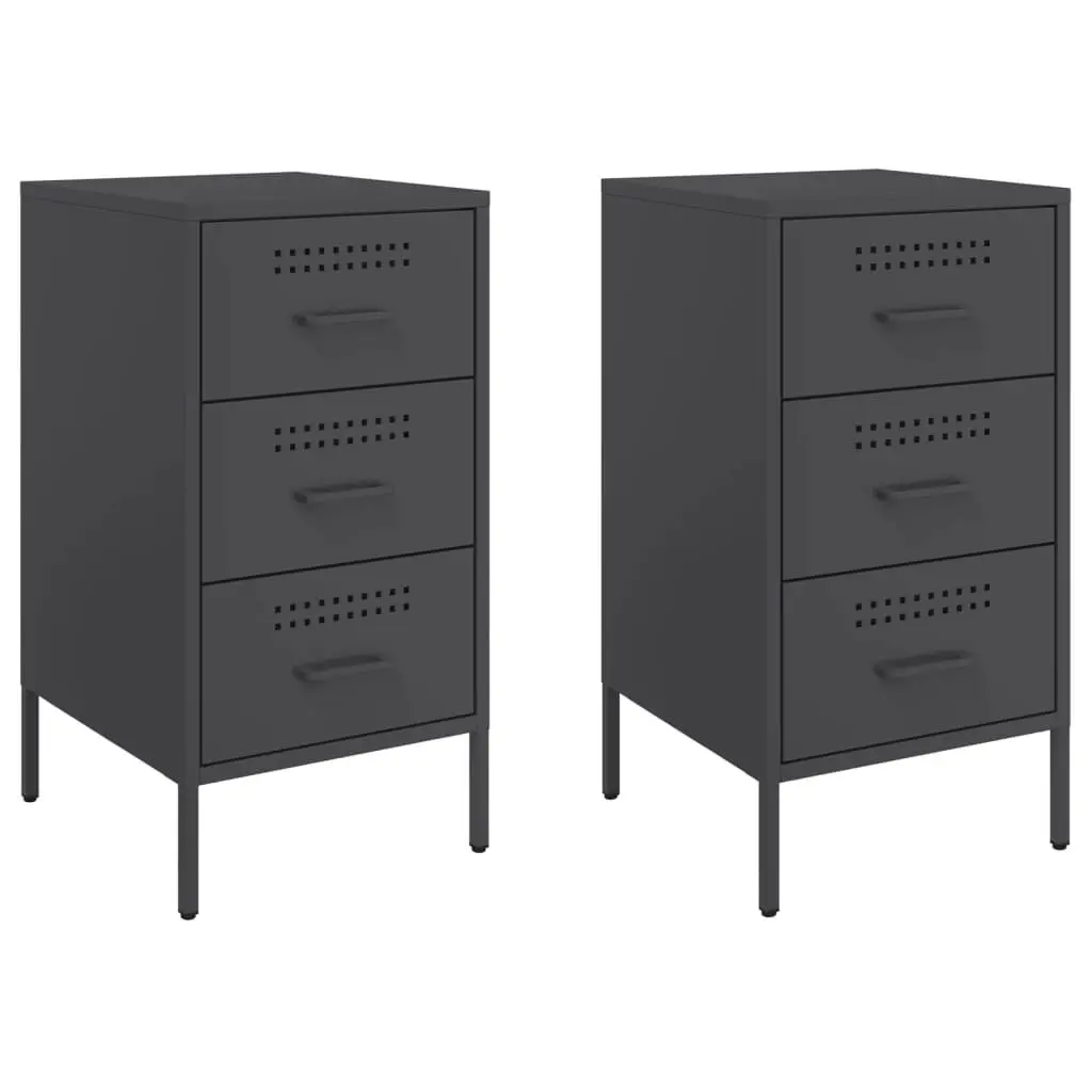 Bedside Cabinets Industrial Style Black 36x39x68 cm 2 Piece