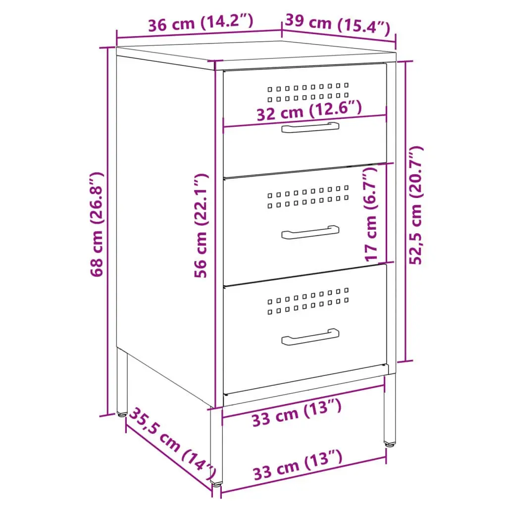 Bedside Cabinets Industrial Style Black 36x39x68 cm 2 Piece