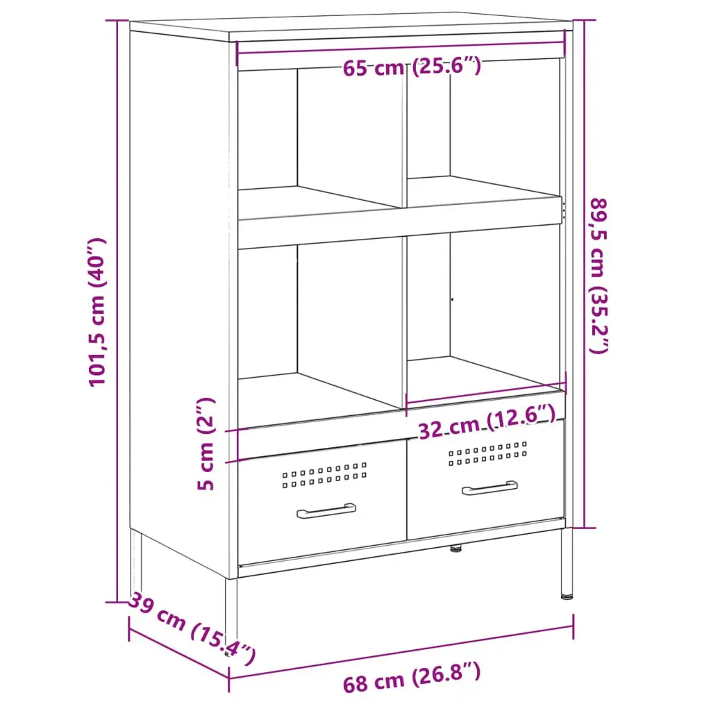 Black Highboard Cabinet 68x39x101.5cm