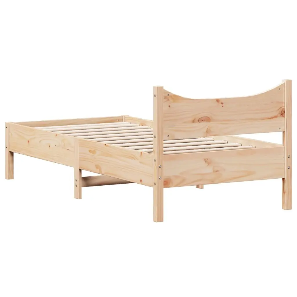 Single Bed Frame 92x187 cm Solid Wood Pine Bedroom Furniture Slatted Base