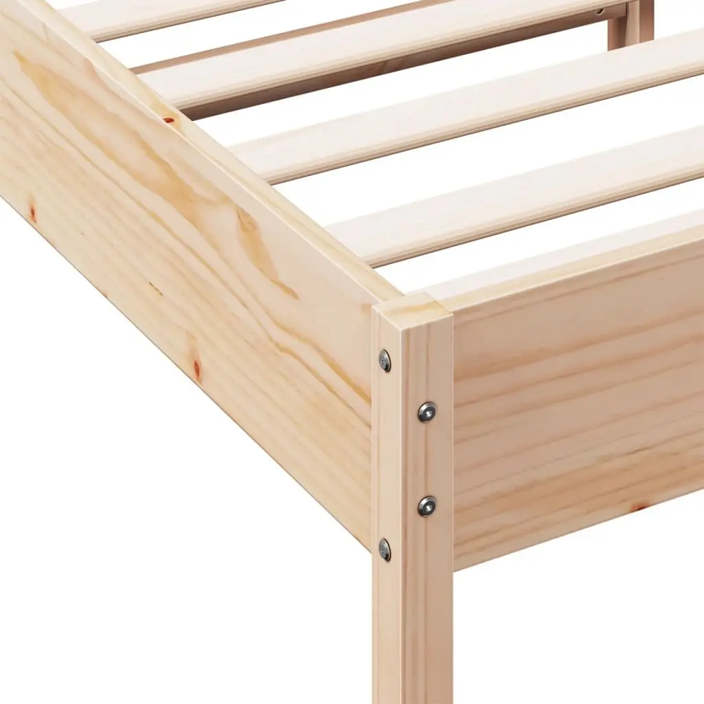 Single Bed Frame 92x187 cm Solid Wood Pine Bedroom Furniture Slatted Base
