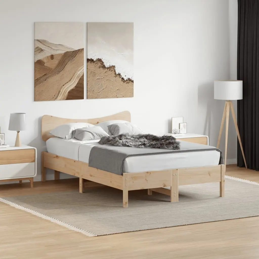 Solid Pine Wood Headboard 135 cm Brown Sturdy Back Support for Bedroom Decor