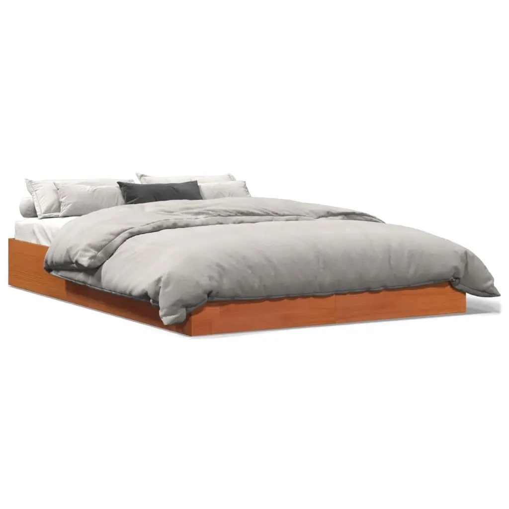 Bed Frame Solid Wood Pine Brown 150x200 cm Sleep Furniture Bedroom Platform