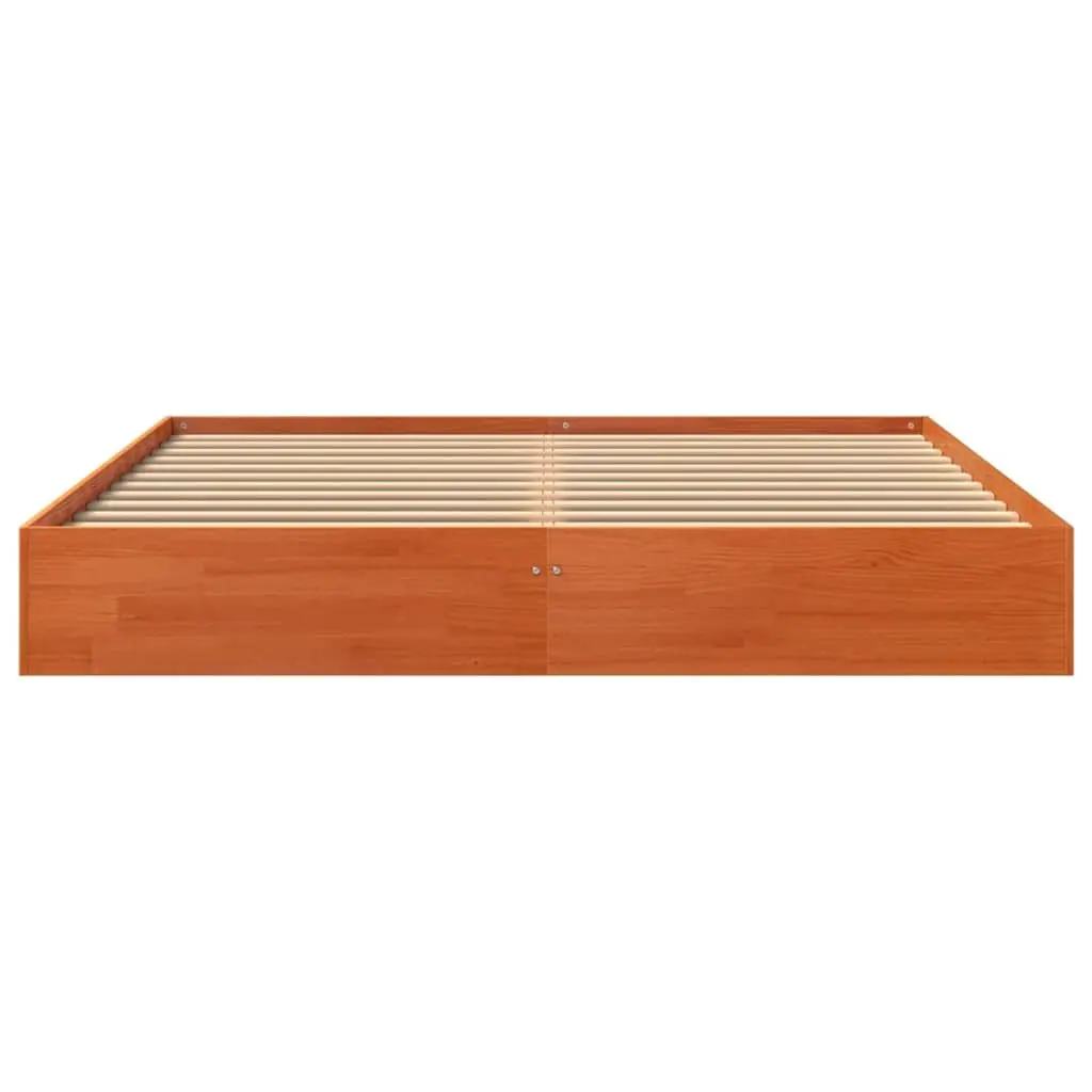 Bed Frame Solid Wood Pine Brown 150x200 cm Sleep Furniture Bedroom Platform