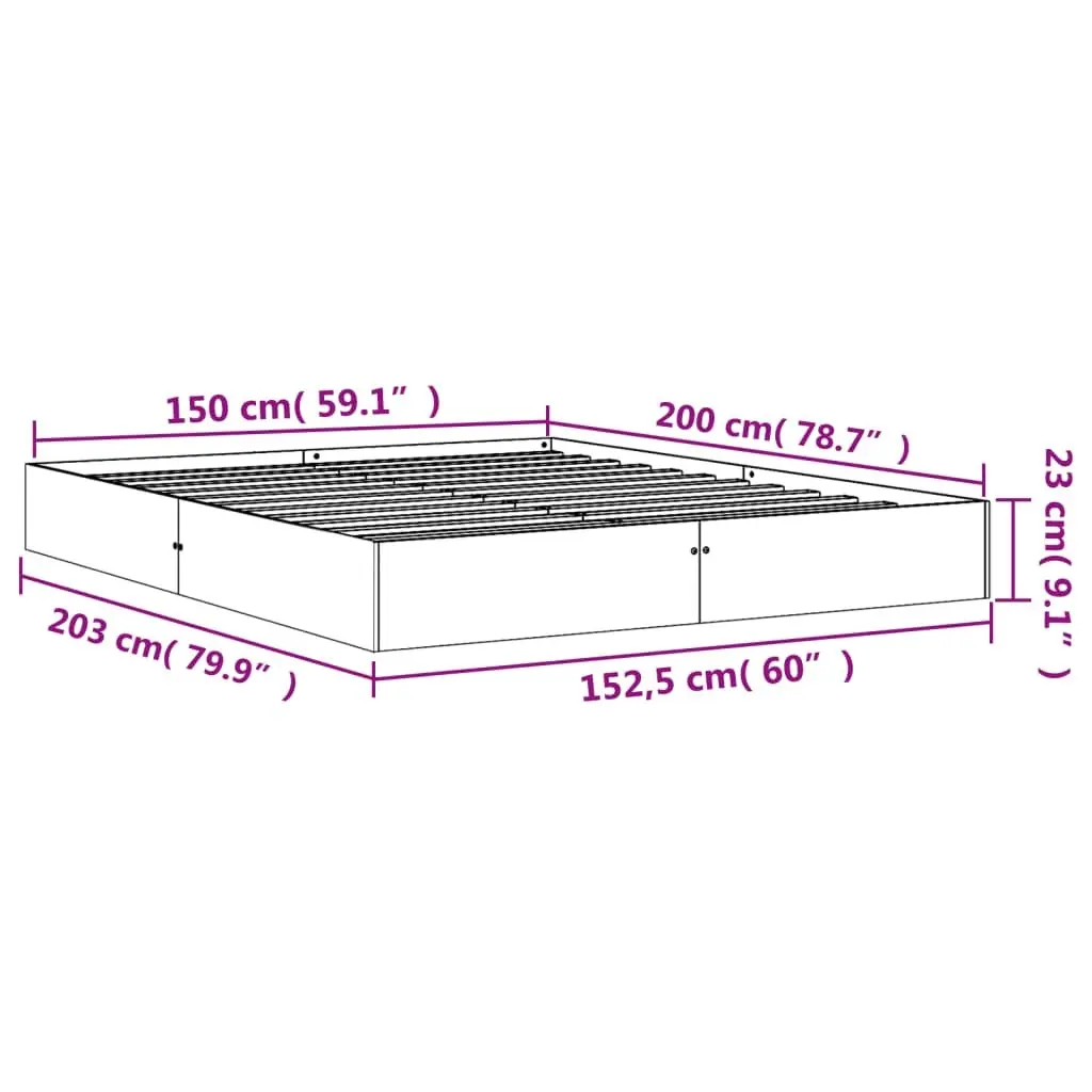 Bed Frame Solid Wood Pine Brown 150x200 cm Sleep Furniture Bedroom Platform