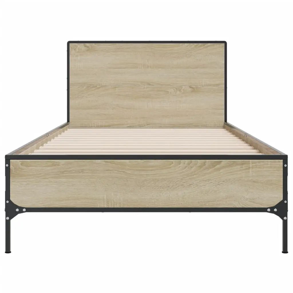 Bed Frame Single 90x190cm Brown Wooden Slats Headboard Support Sleep Furniture