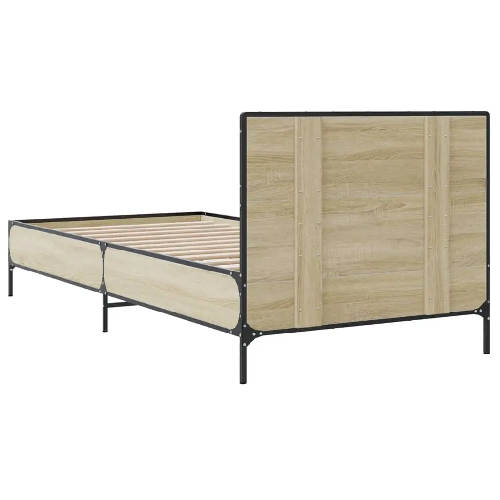 Bed Frame Single 90x190cm Brown Wooden Slats Headboard Support Sleep Furniture
