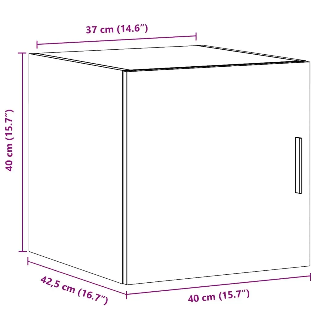 Engineered Wood Wall-Mounted Cabinet White Storage Unit 40x42.5x40cm