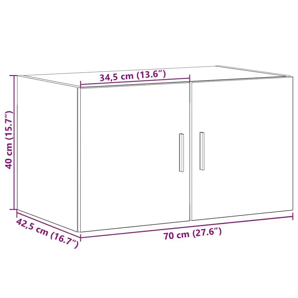 Wall Cabinet White Engineered Wood Storage Cabinet 70x42.5x40 cm