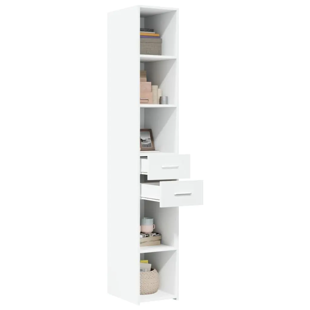 Highboard Storage Cabinet Modern White Engineered Wood 30 x 42.5 x 185 cm