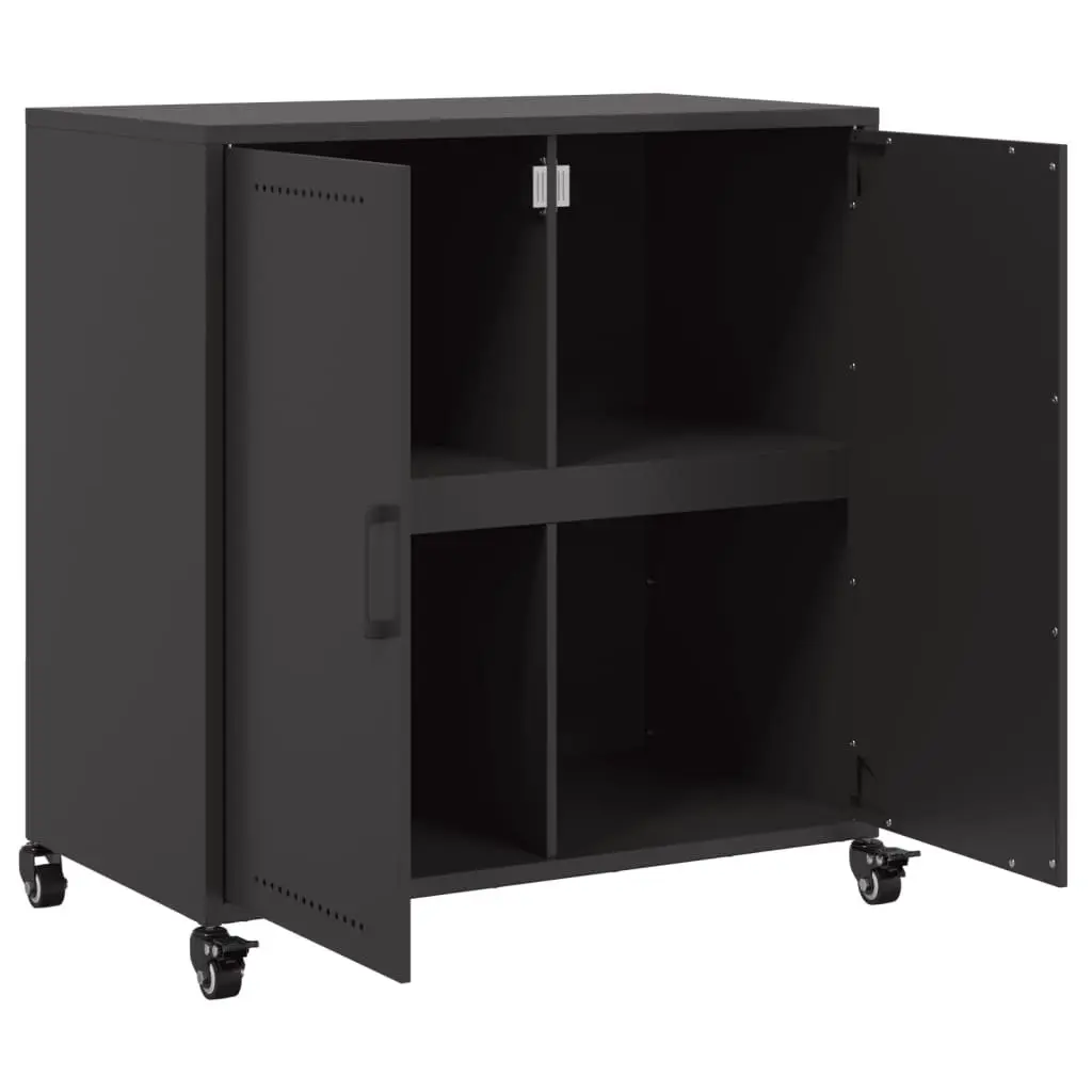 Sideboard Black Storage Cabinet Durable Steel 68W x 39D x 72H cm