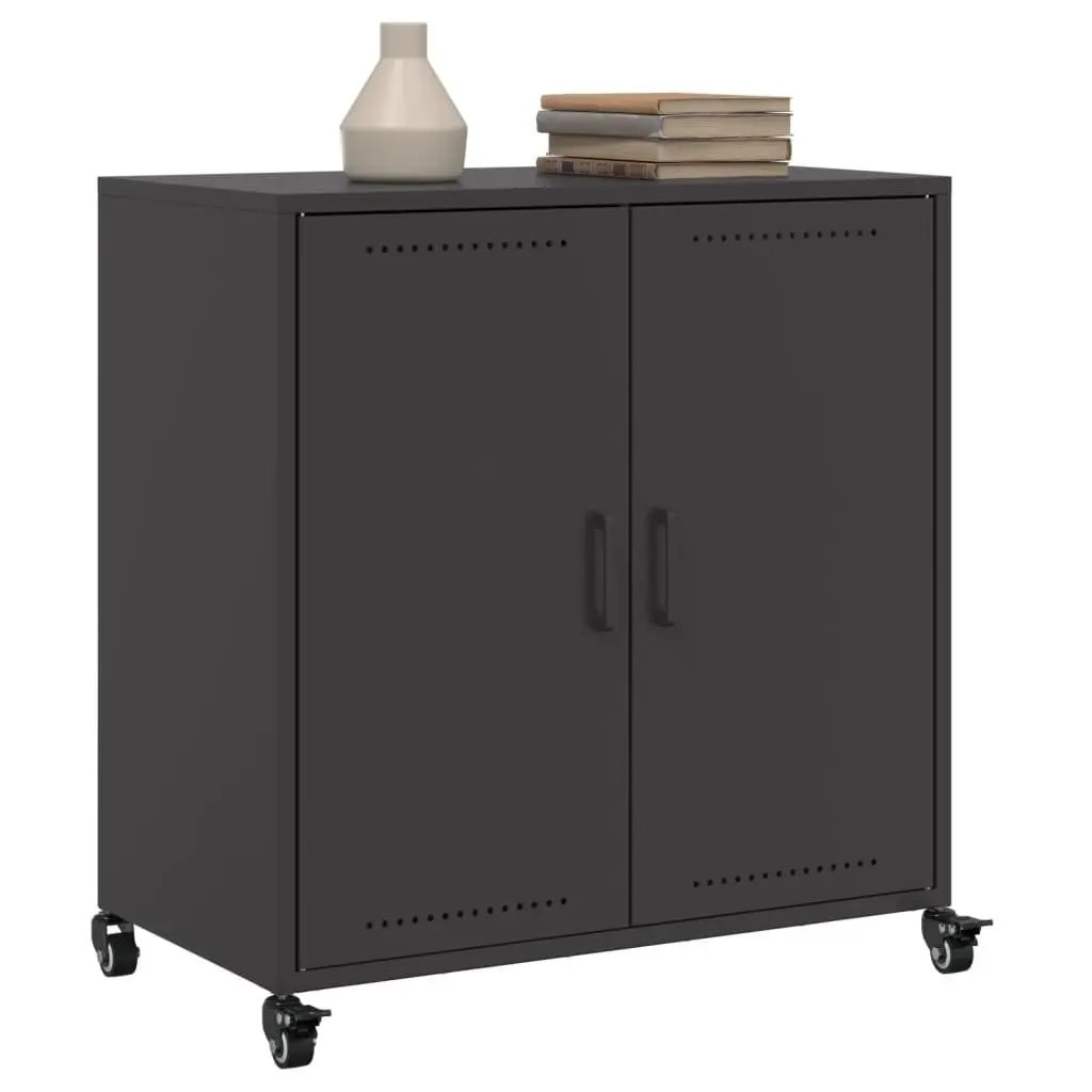 Sideboard Black Storage Cabinet Durable Steel 68W x 39D x 72H cm