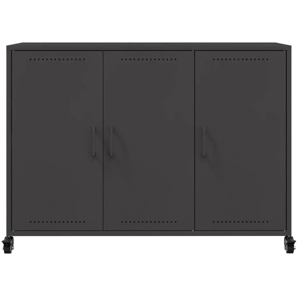 Sideboard Black Storage Cabinet Wheels Buffet Organiser Furniture 100.5x39x72cm
