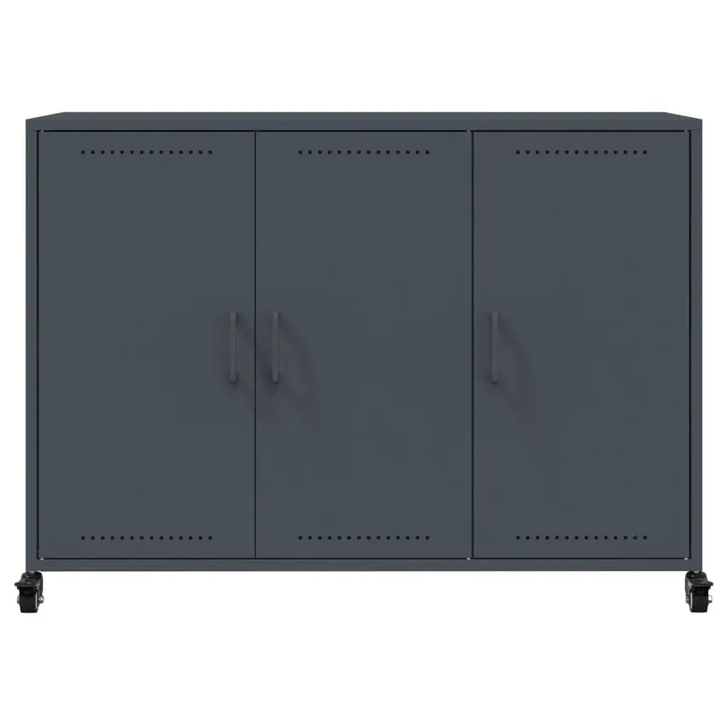 Sideboard Anthracite Storage Cabinet with Wheels 100.5 x 39 x 72 cm
