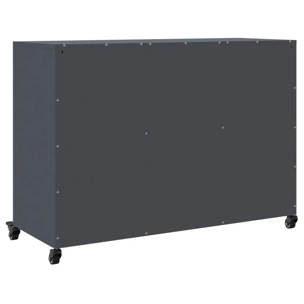 Sideboard Anthracite Storage Cabinet with Wheels 100.5 x 39 x 72 cm