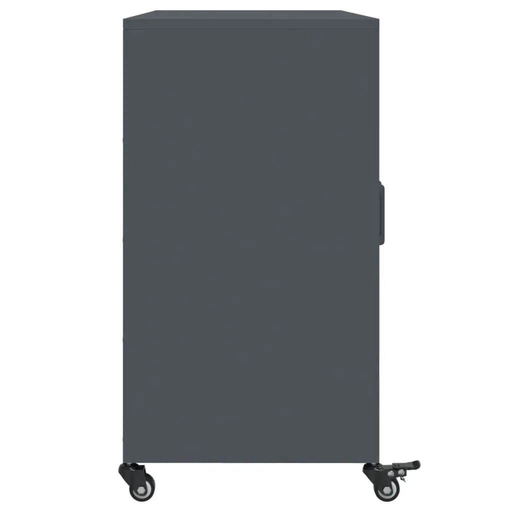 Sideboard Anthracite Storage Cabinet with Wheels 100.5 x 39 x 72 cm