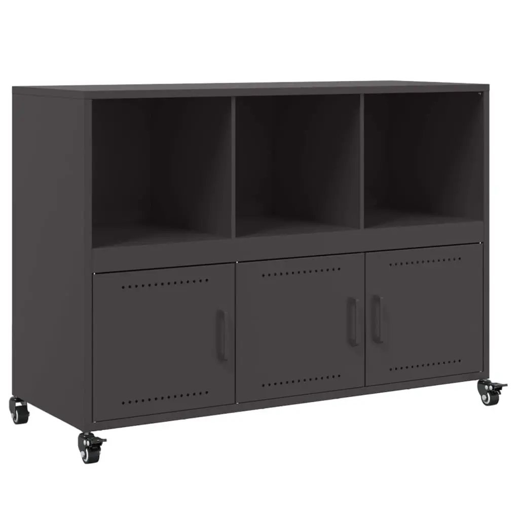 Sideboard Black Storage Cabinet with Wheels Buffet Furniture Hallway Living Room