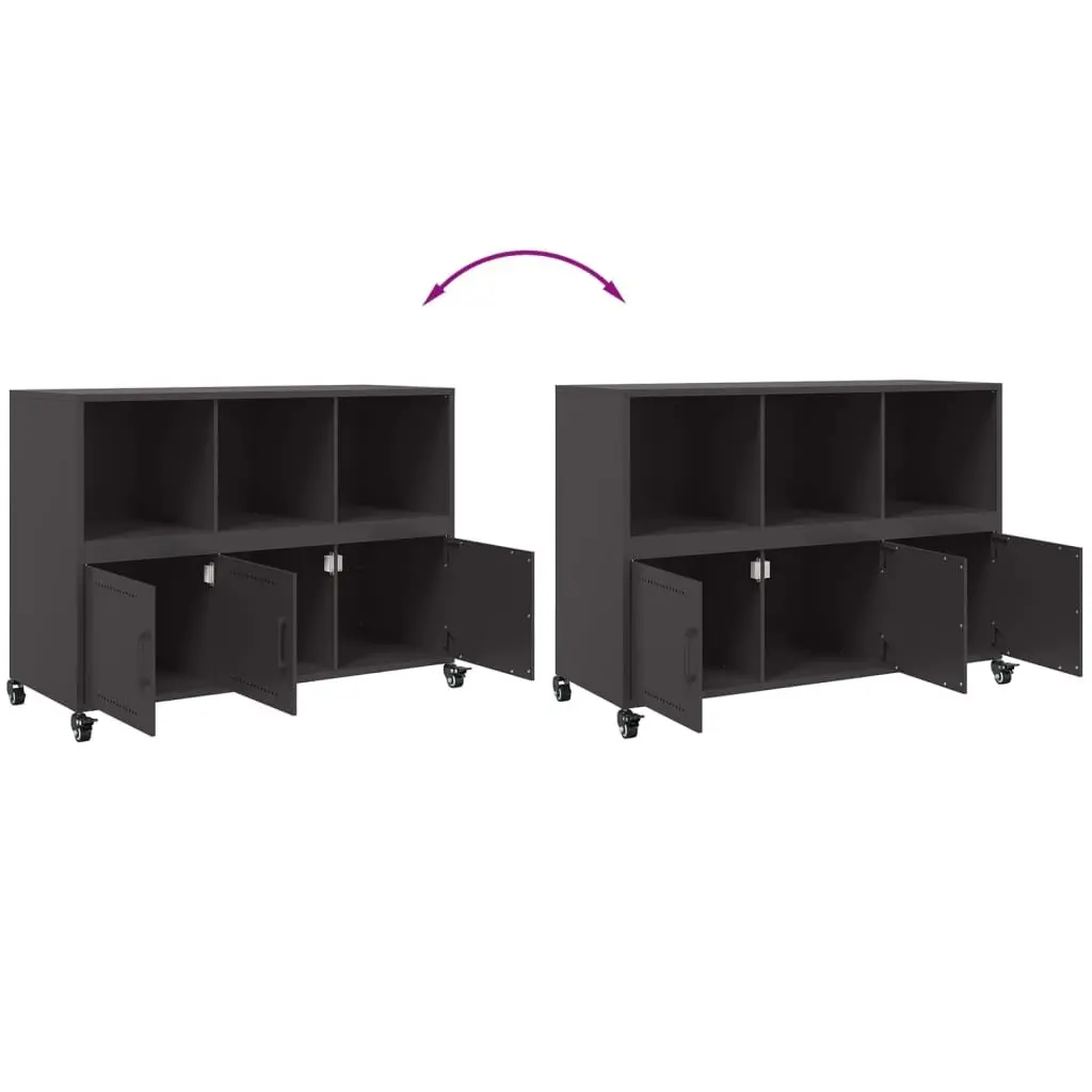 Sideboard Black Storage Cabinet with Wheels Buffet Furniture Hallway Living Room