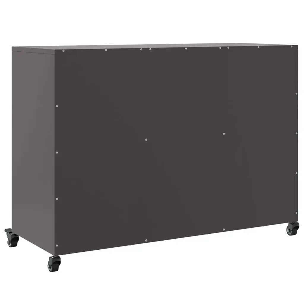 Sideboard Black Storage Cabinet with Wheels Buffet Furniture Hallway Living Room